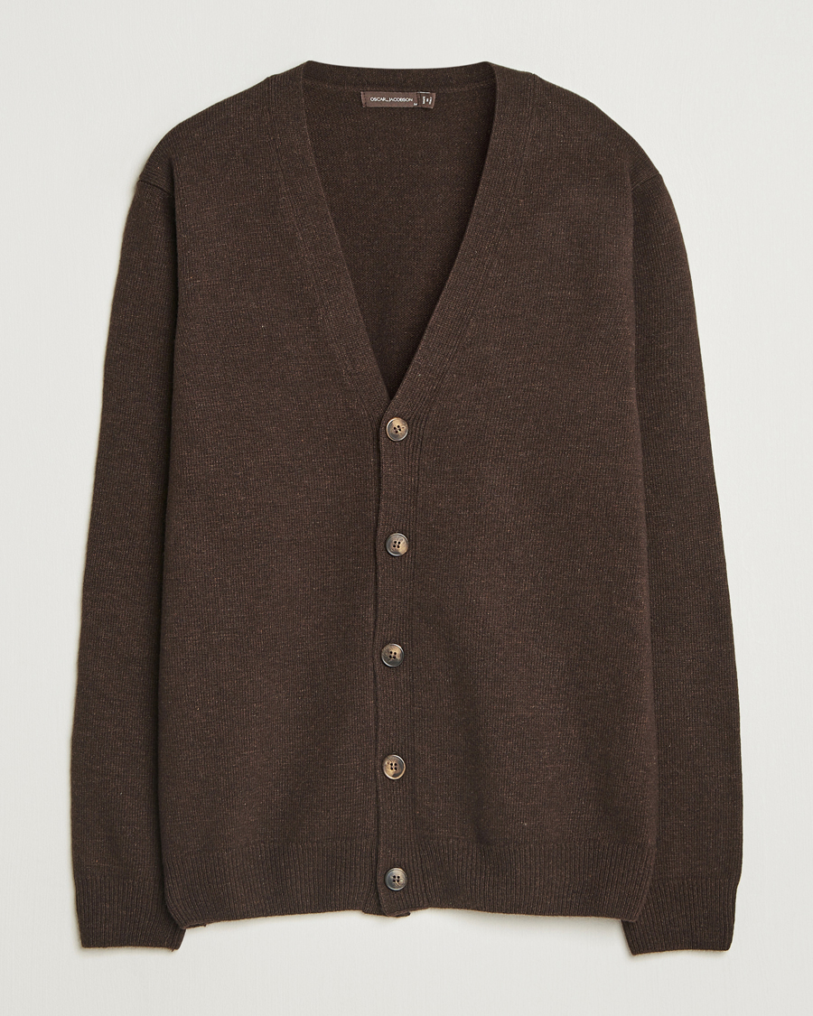 Uomini | Maglieria | Oscar Jacobson | Eduardo Wool Cardigan Brown