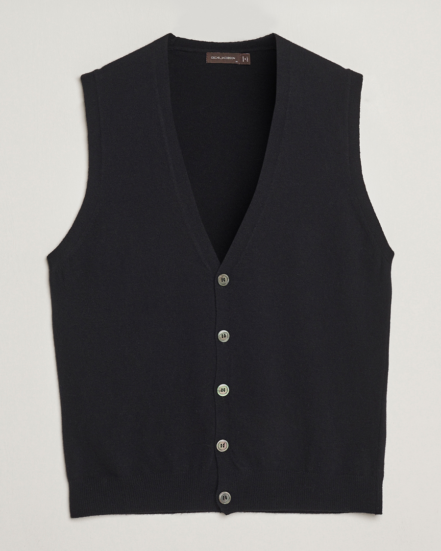 Uomini | Maglieria | Oscar Jacobson | Guiseppe Buttoned Vest Black