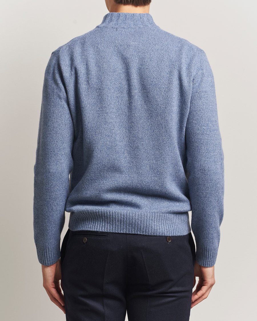 Uomini | Maglieria | Oscar Jacobson | Paul Wool/Cashmere Half-Zip Light Blue