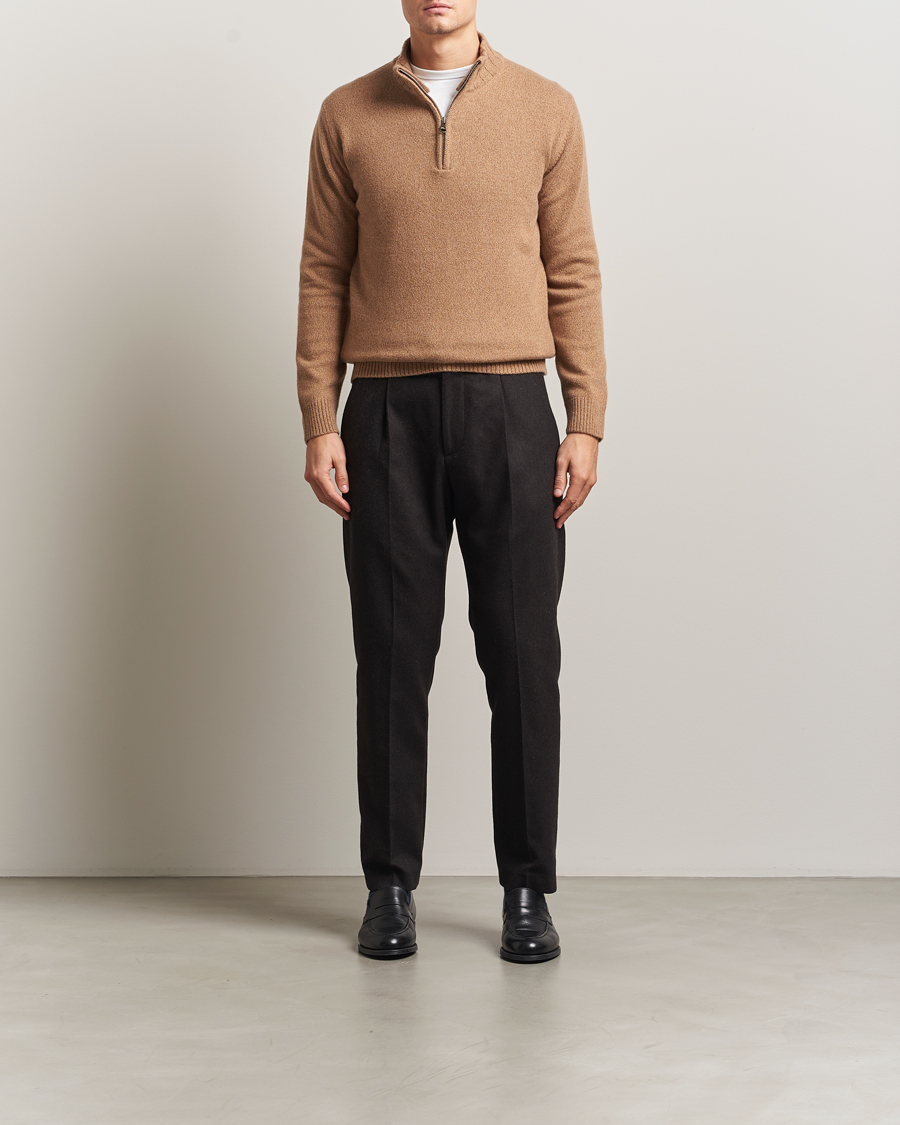 Uomini | Maglieria | Oscar Jacobson | Paul Wool/Cashmere Half-Zip Beige