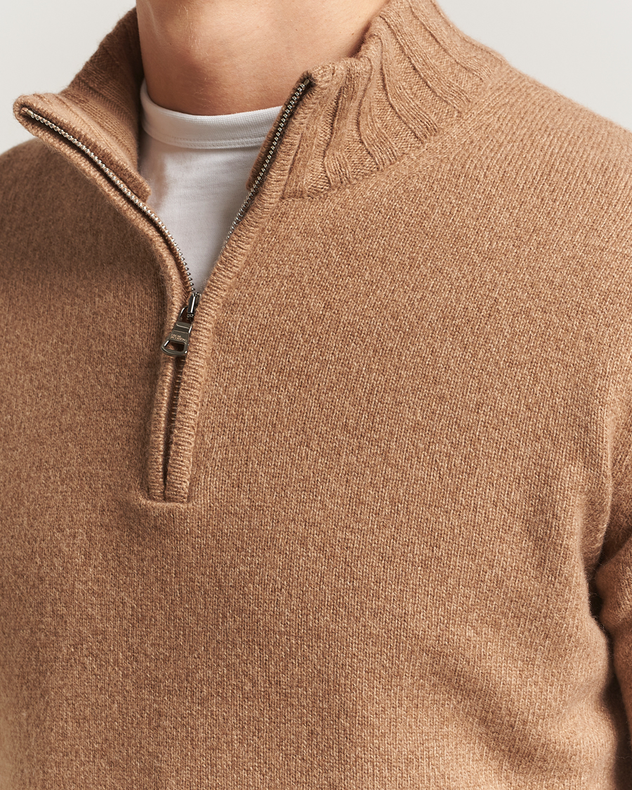 Uomini | Maglieria | Oscar Jacobson | Paul Wool/Cashmere Half-Zip Beige