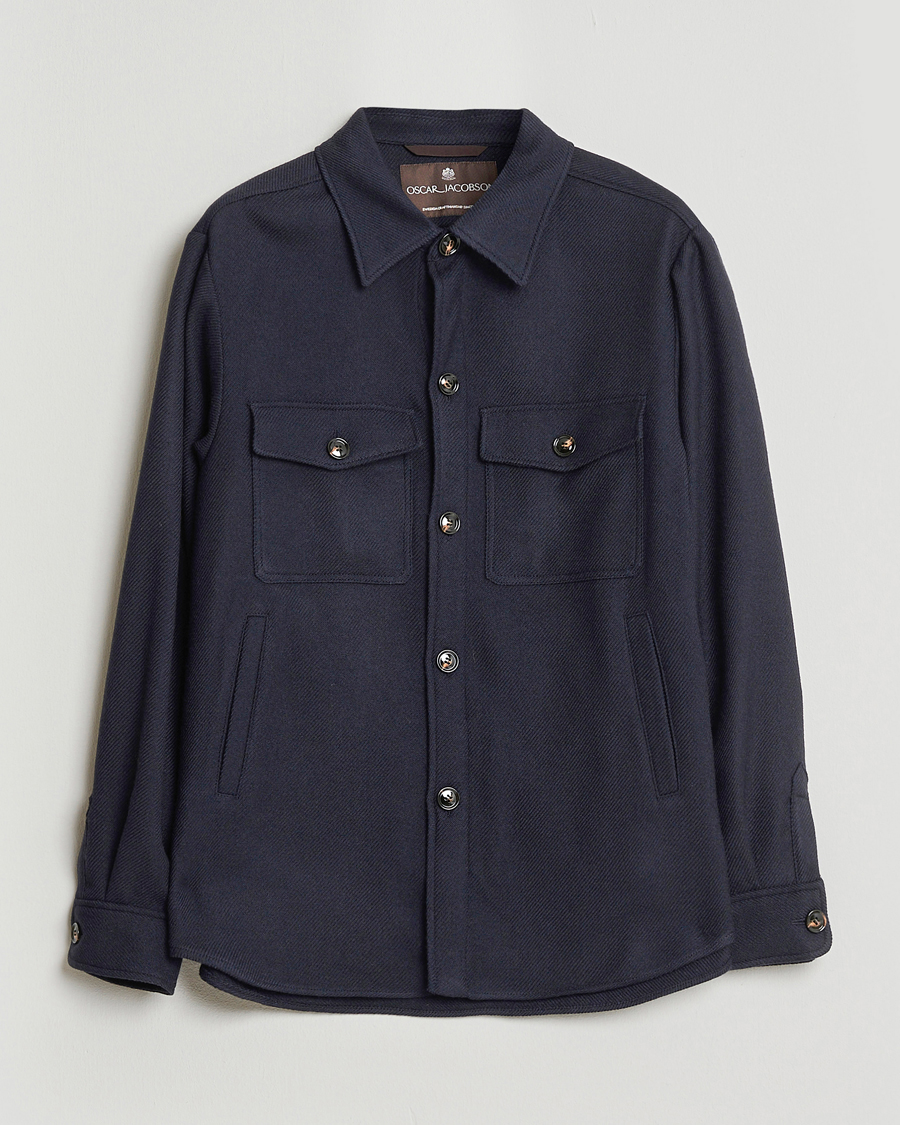 Uomini | Giacche | Oscar Jacobson | Maverick Wool Overshirt Navy