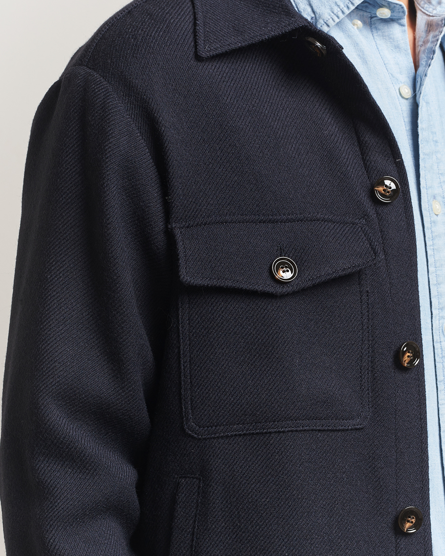 Uomini | Giacche | Oscar Jacobson | Maverick Wool Overshirt Navy