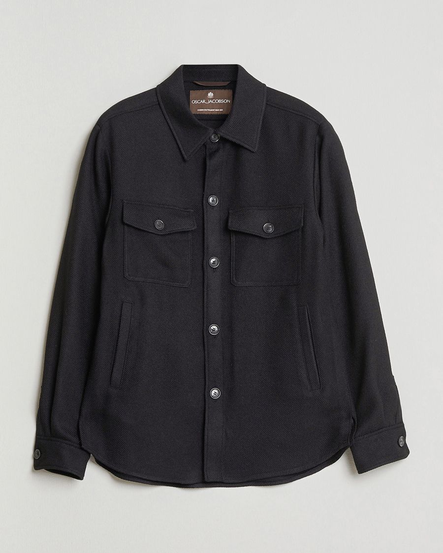 Uomini | Giacche | Oscar Jacobson | Maverick Wool Overshirt Black
