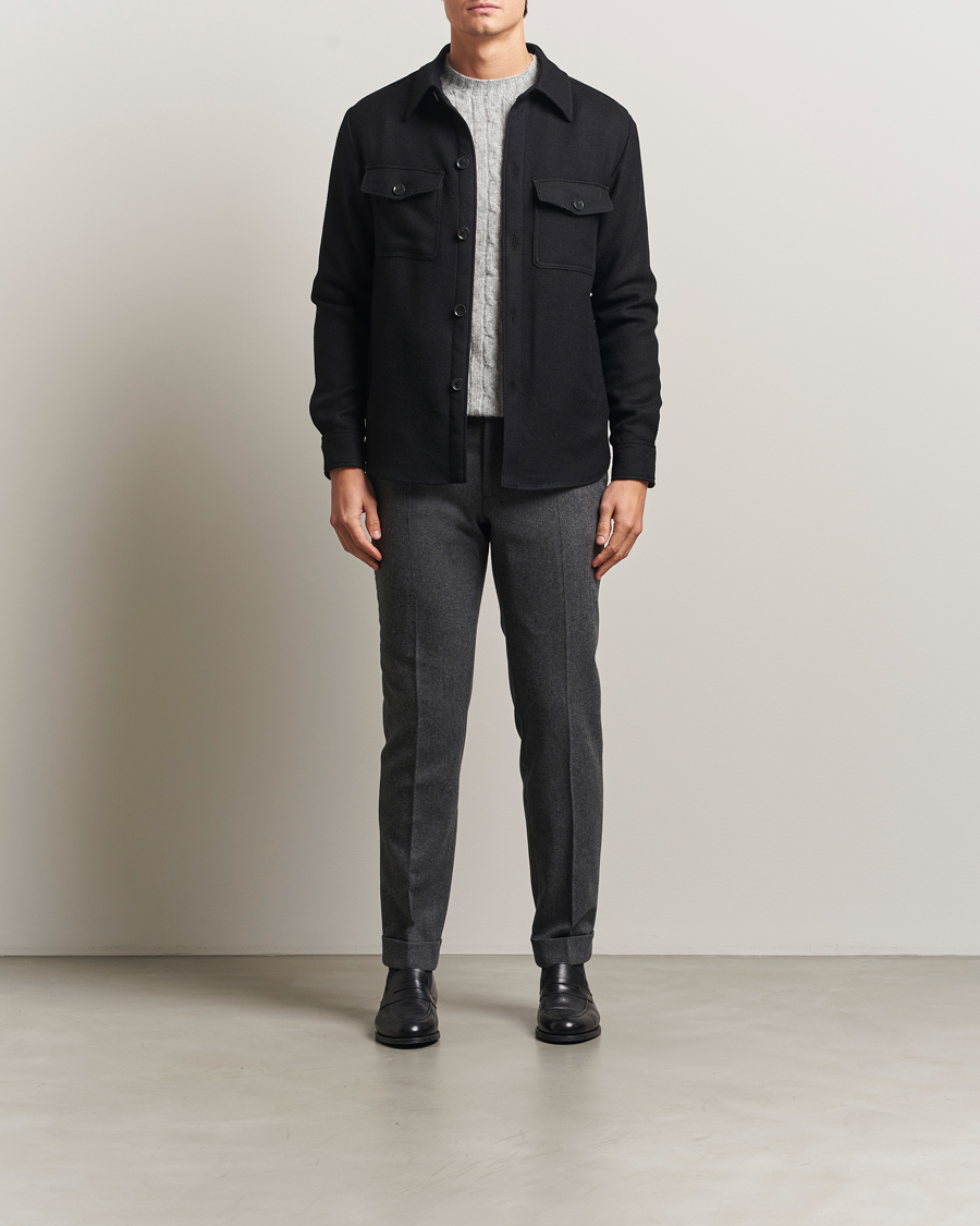 Uomini | Giacche | Oscar Jacobson | Maverick Wool Overshirt Black