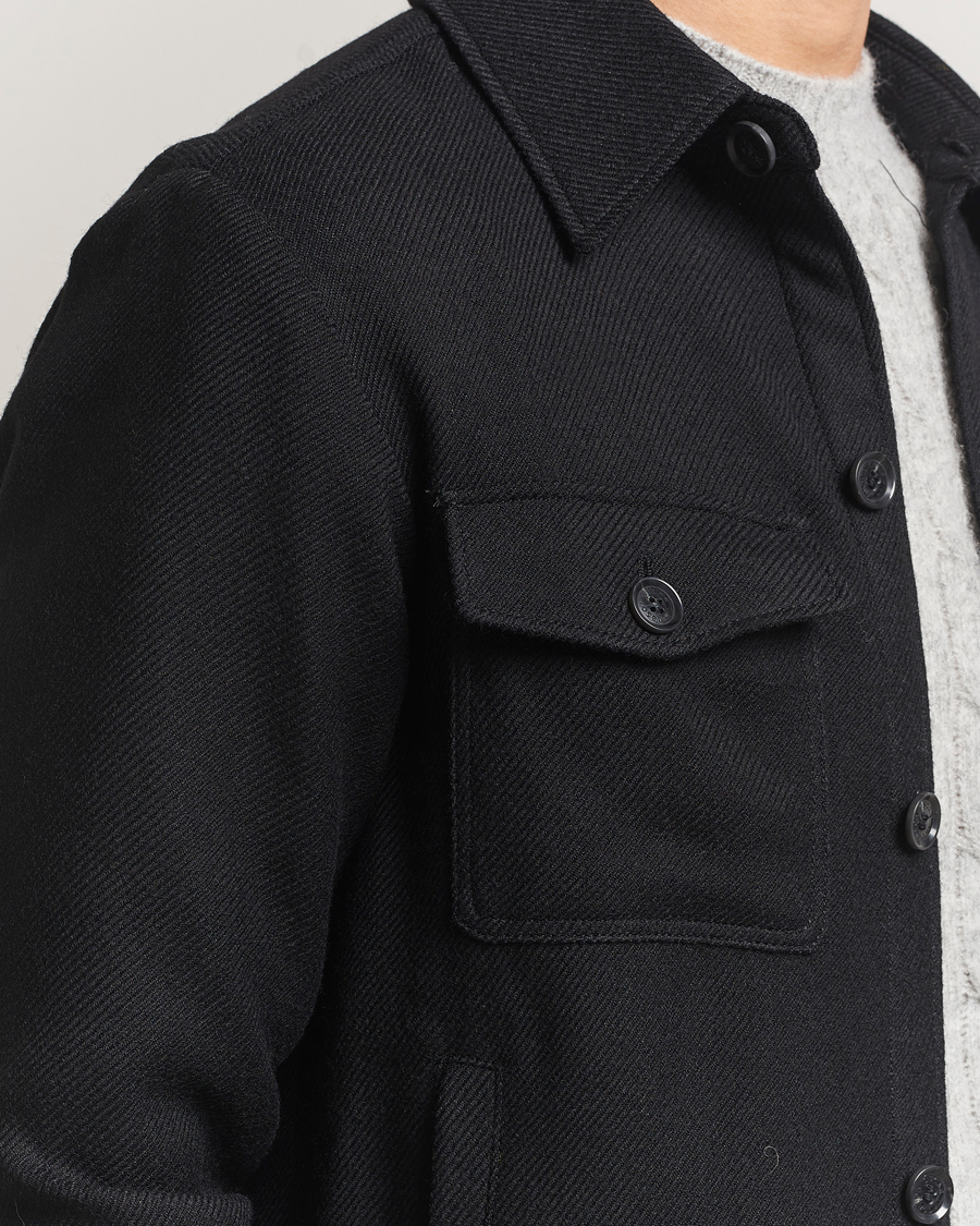Uomini | Giacche | Oscar Jacobson | Maverick Wool Overshirt Black