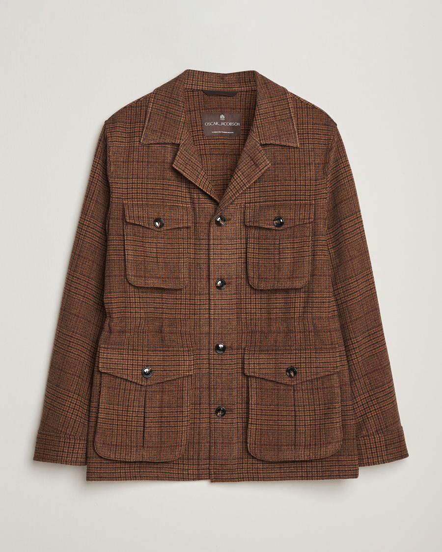 Uomini | Giacche | Oscar Jacobson | Sirolo Checked Shirt Jacket Brown