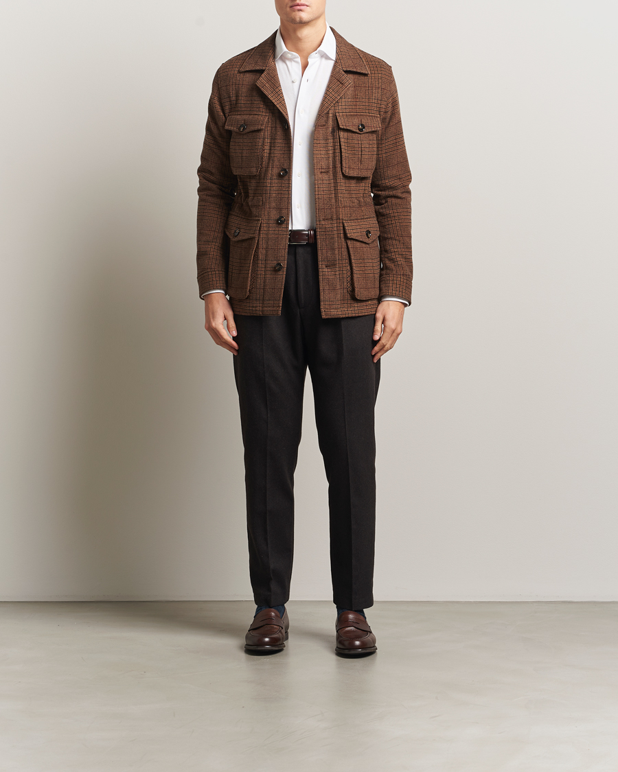 Uomini | Giacche | Oscar Jacobson | Sirolo Checked Shirt Jacket Brown