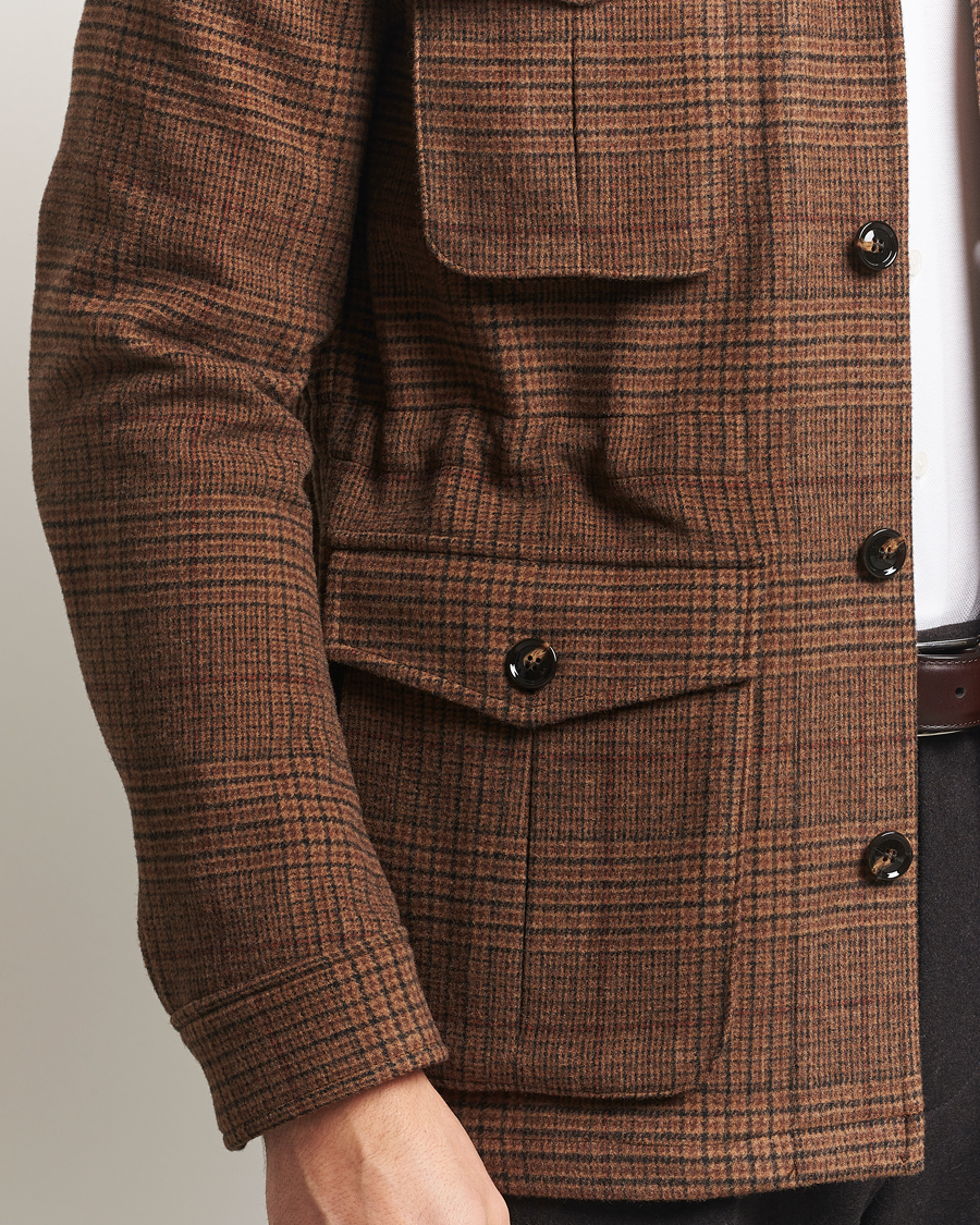 Uomini | Giacche | Oscar Jacobson | Sirolo Checked Shirt Jacket Brown