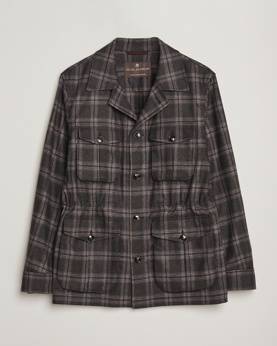 Uomini | Giacche | Oscar Jacobson | Sirolo Checked Shirt Jacket Brown/Blue