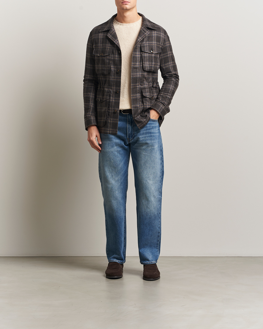Uomini | Giacche | Oscar Jacobson | Sirolo Checked Shirt Jacket Brown/Blue
