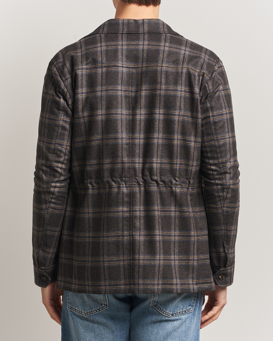Uomini | Giacche | Oscar Jacobson | Sirolo Checked Shirt Jacket Brown/Blue