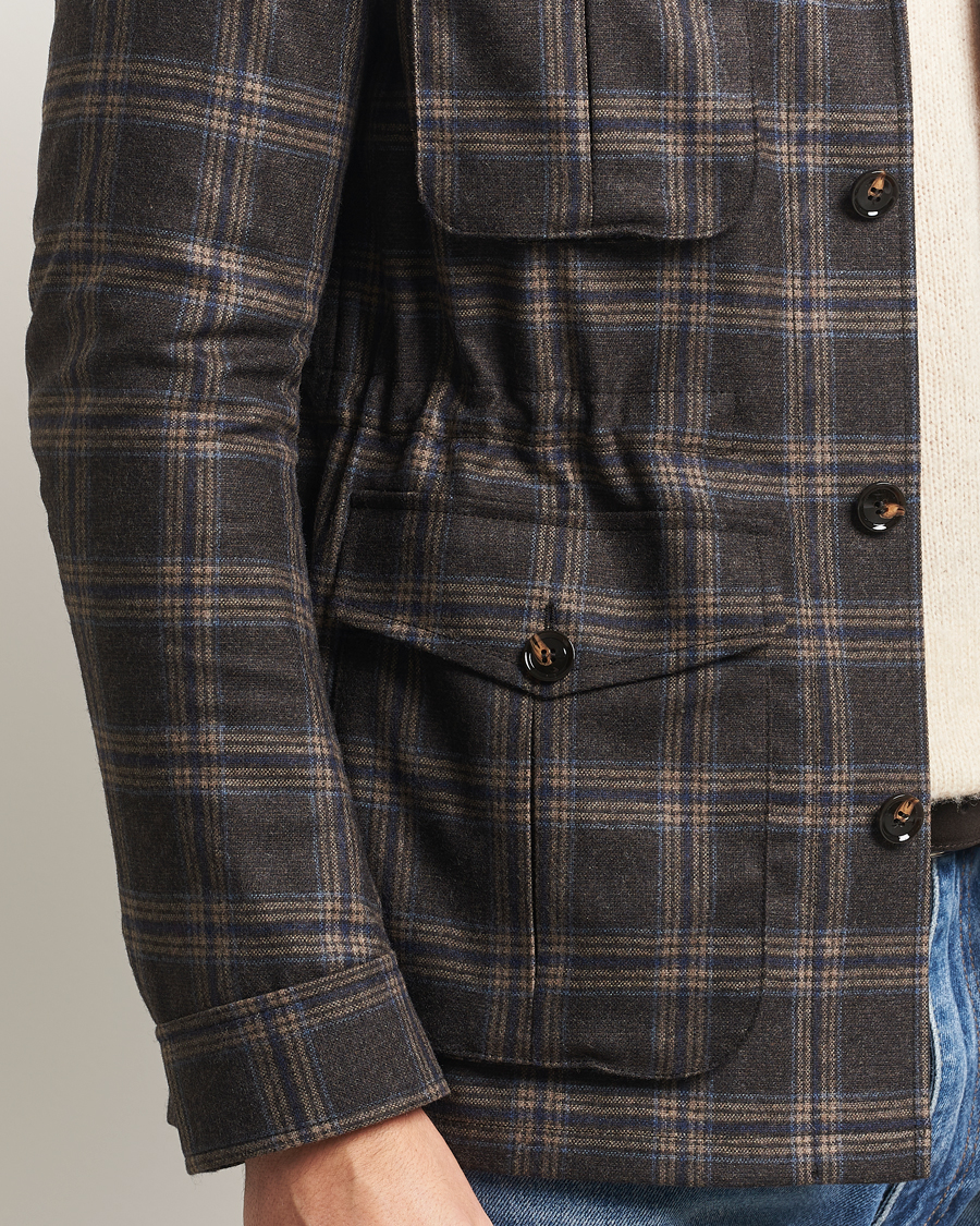 Uomini | Giacche | Oscar Jacobson | Sirolo Checked Shirt Jacket Brown/Blue