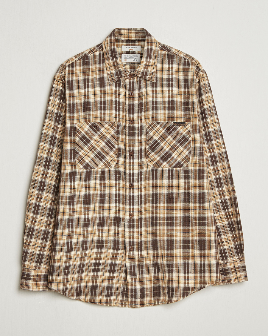 Uomini | Camicie | Nudie Jeans | Julian Checked Worker Shirt Brown