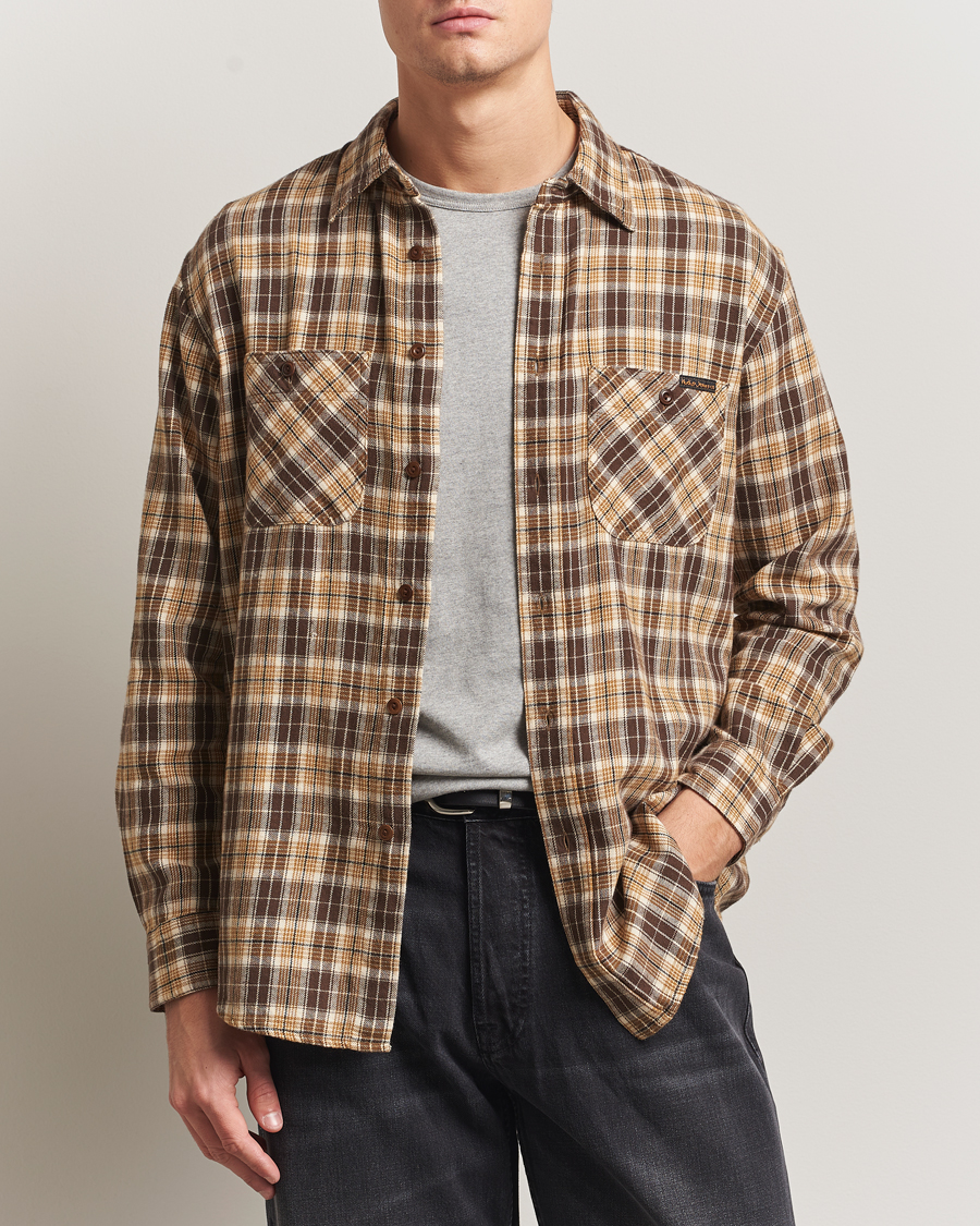 Uomini | Camicie | Nudie Jeans | Julian Checked Worker Shirt Brown
