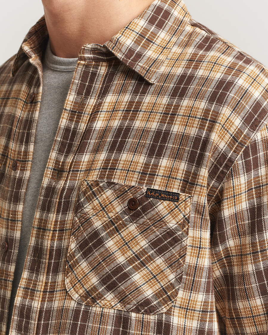 Uomini | Camicie | Nudie Jeans | Julian Checked Worker Shirt Brown