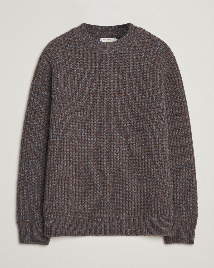 Uomini | Maglieria | Nudie Jeans | August Chunky Knitted Wool Sweater Brown