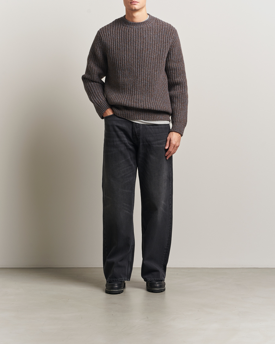 Uomini | Maglieria | Nudie Jeans | August Chunky Knitted Wool Sweater Brown