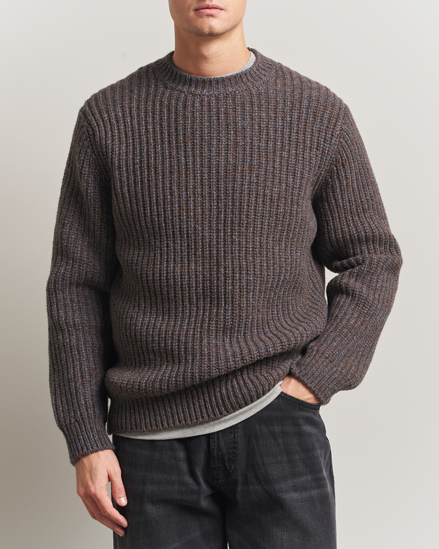 Uomini | Maglieria | Nudie Jeans | August Chunky Knitted Wool Sweater Brown