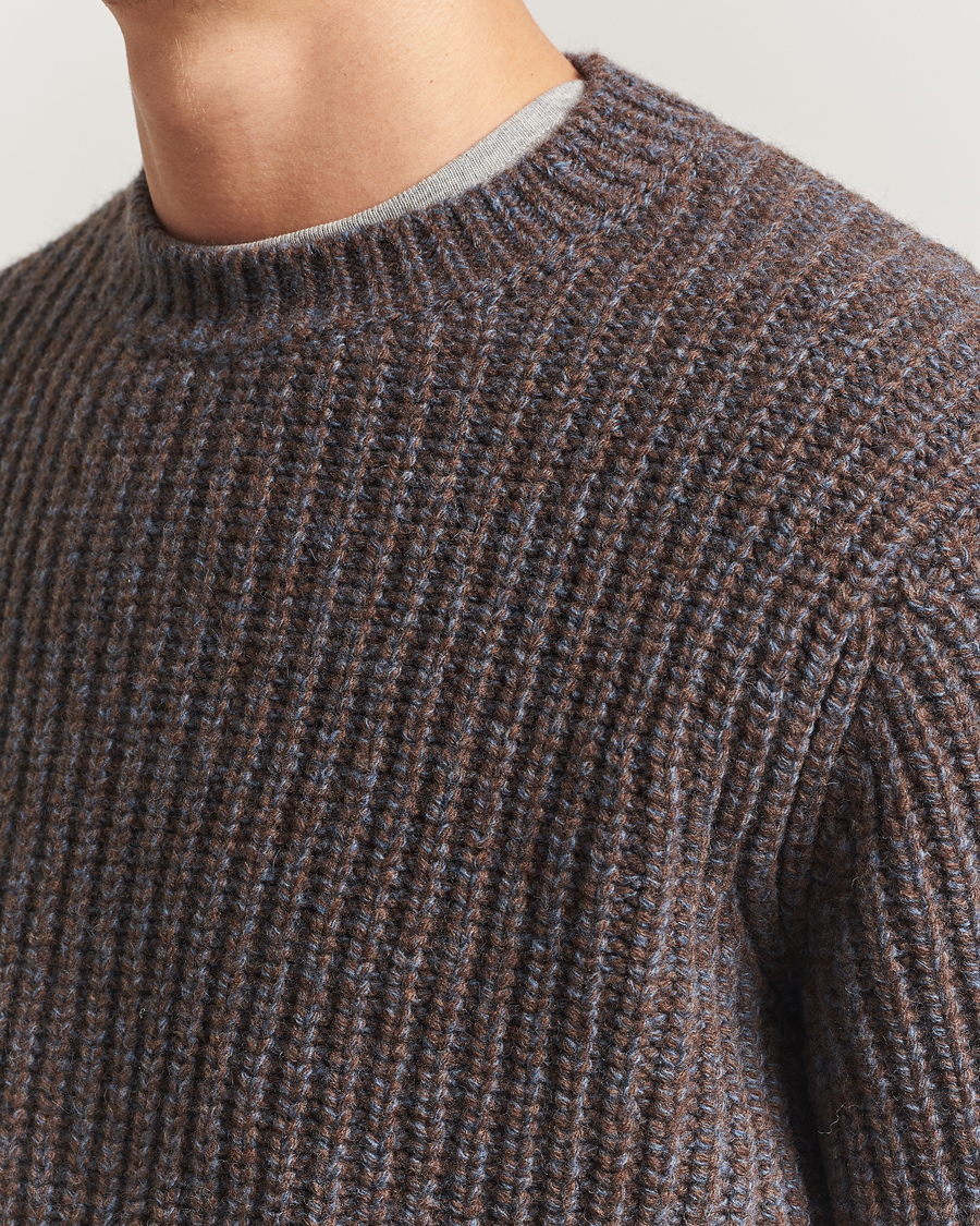 Uomini | Maglieria | Nudie Jeans | August Chunky Knitted Wool Sweater Brown