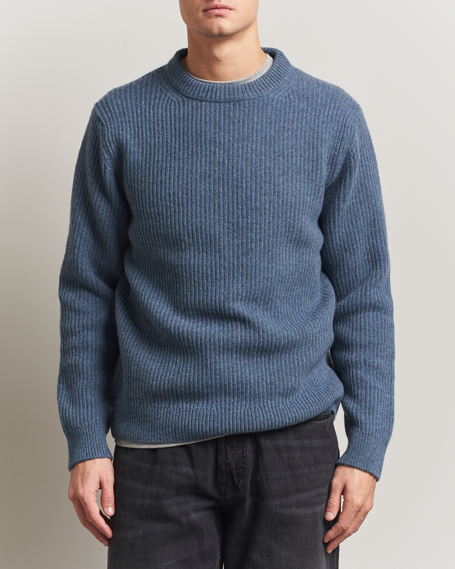 Uomini | Maglieria | Nudie Jeans | August Wool Rib Knitted Sweater Blue Melange