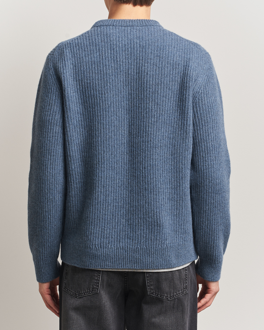 Uomini | Maglieria | Nudie Jeans | August Wool Rib Knitted Sweater Blue Melange