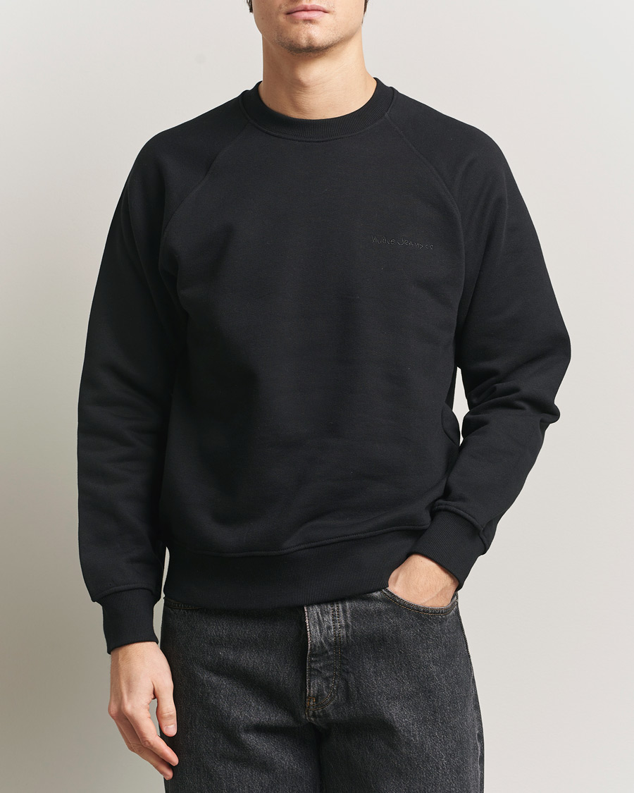 Uomini | Maglieria | Nudie Jeans | Palle Logo Crew Neck Sweatshirt Black