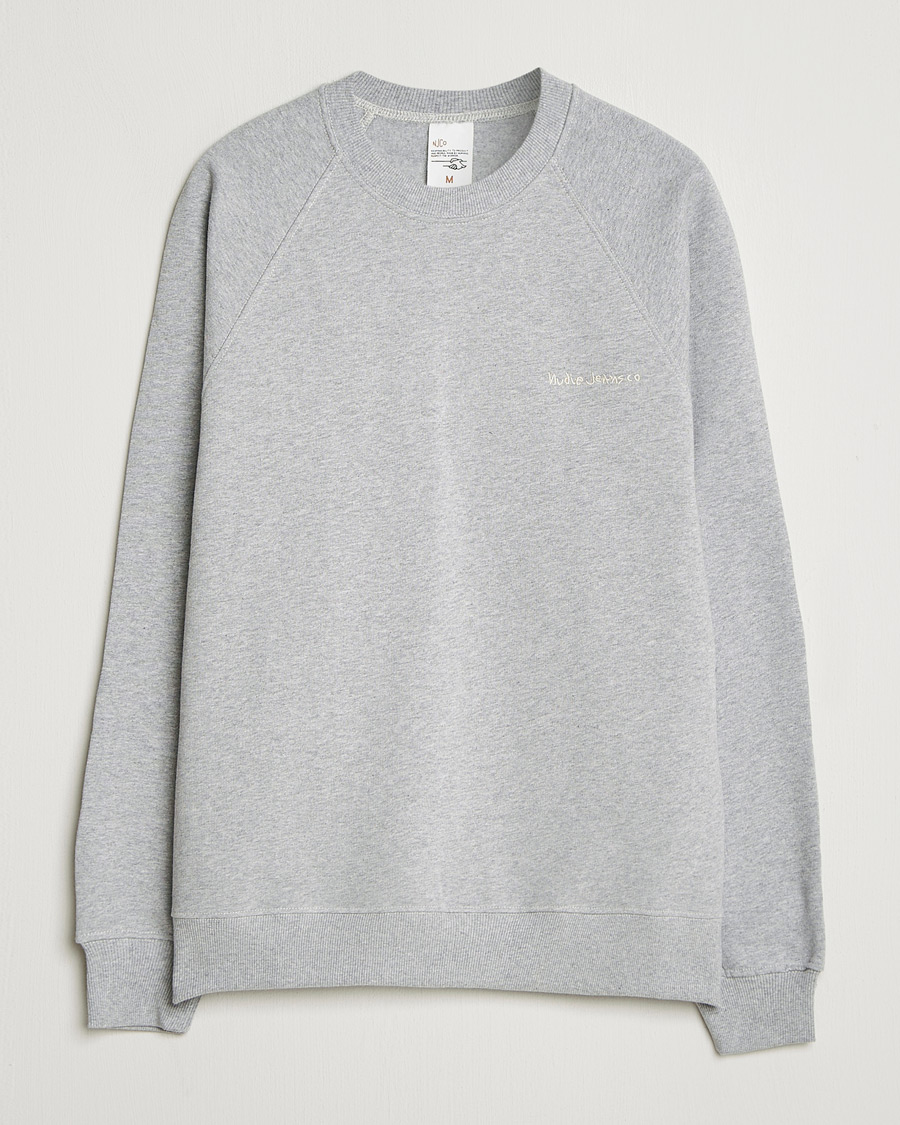 Uomini | Maglieria | Nudie Jeans | Palle Logo Crew Neck Sweatshirt Grey Melange