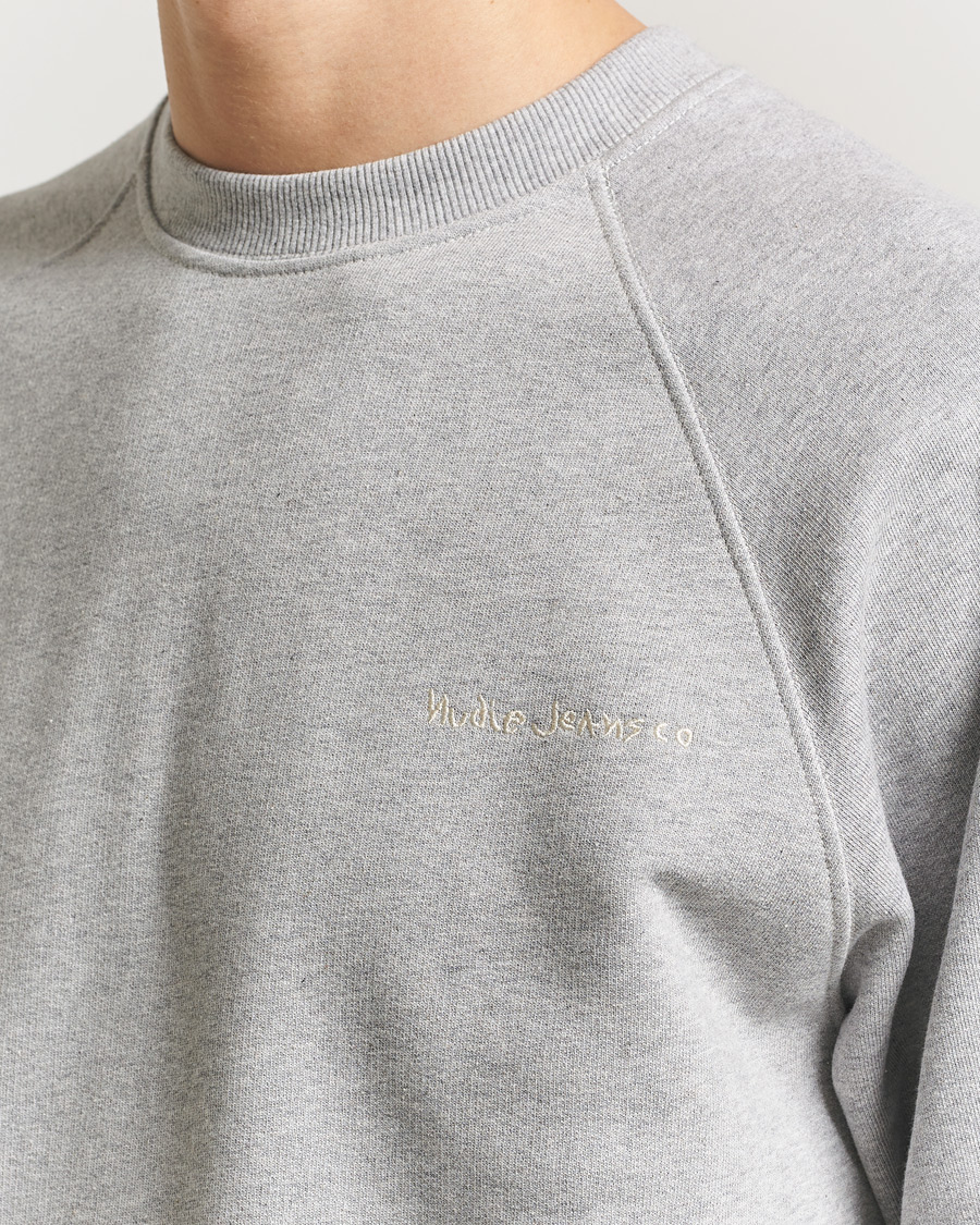 Uomini | Maglieria | Nudie Jeans | Palle Logo Crew Neck Sweatshirt Grey Melange