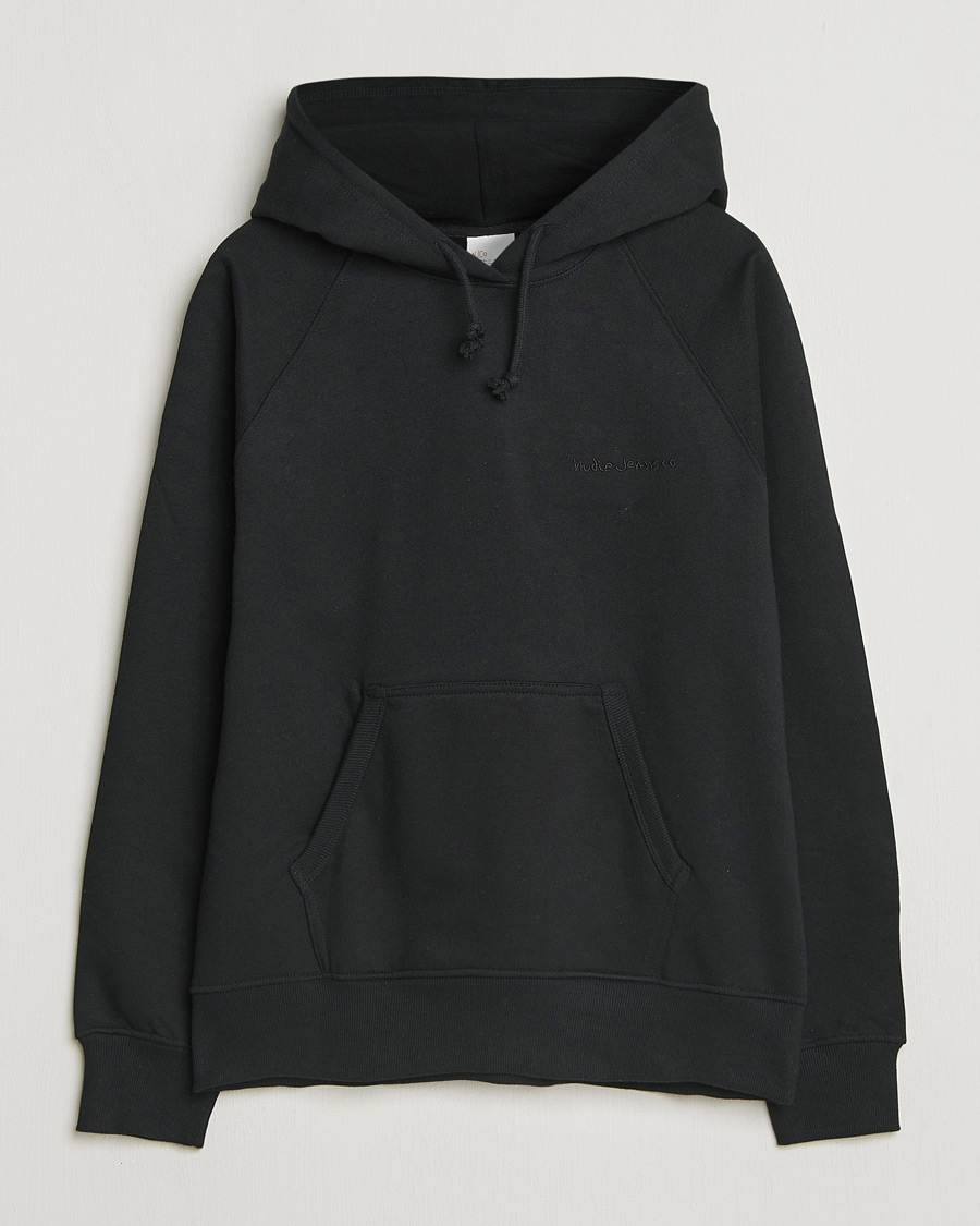 Uomini | Maglieria | Nudie Jeans | Gunde Logo Hoodie Black