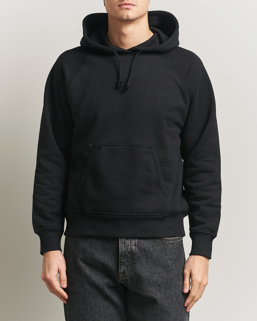 Uomini | Maglieria | Nudie Jeans | Gunde Logo Hoodie Black