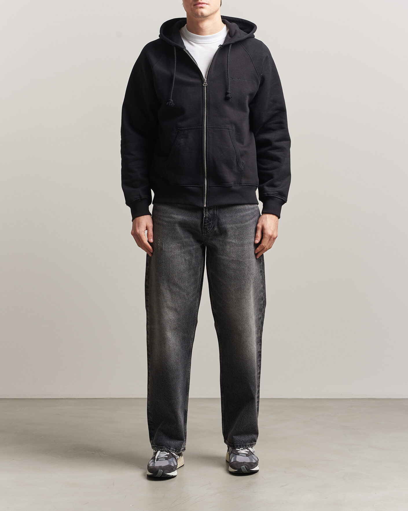 Uomini | Maglieria | Nudie Jeans | Gunde Logo Full Zip Hoodie Black