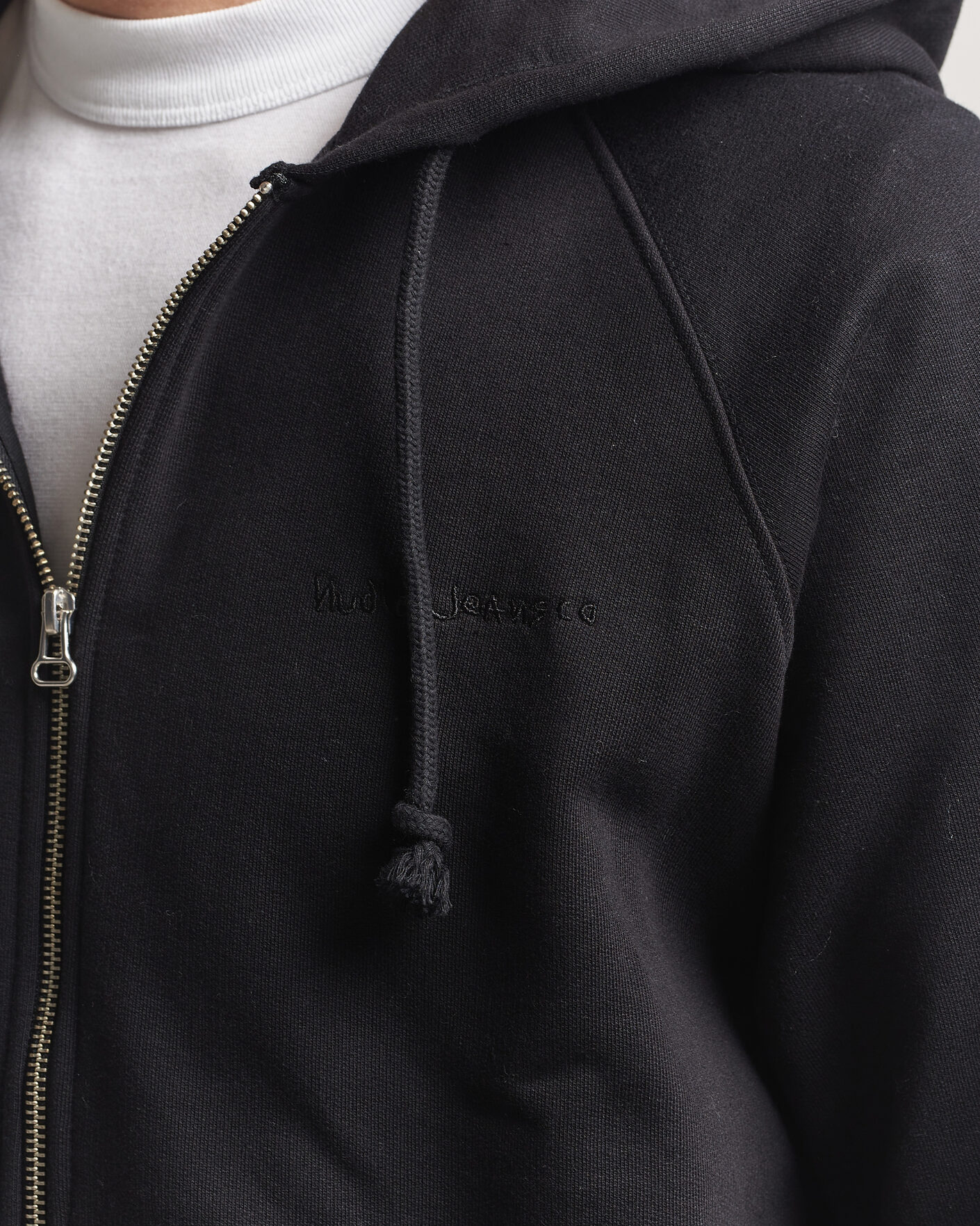 Uomini | Maglieria | Nudie Jeans | Gunde Logo Full Zip Hoodie Black