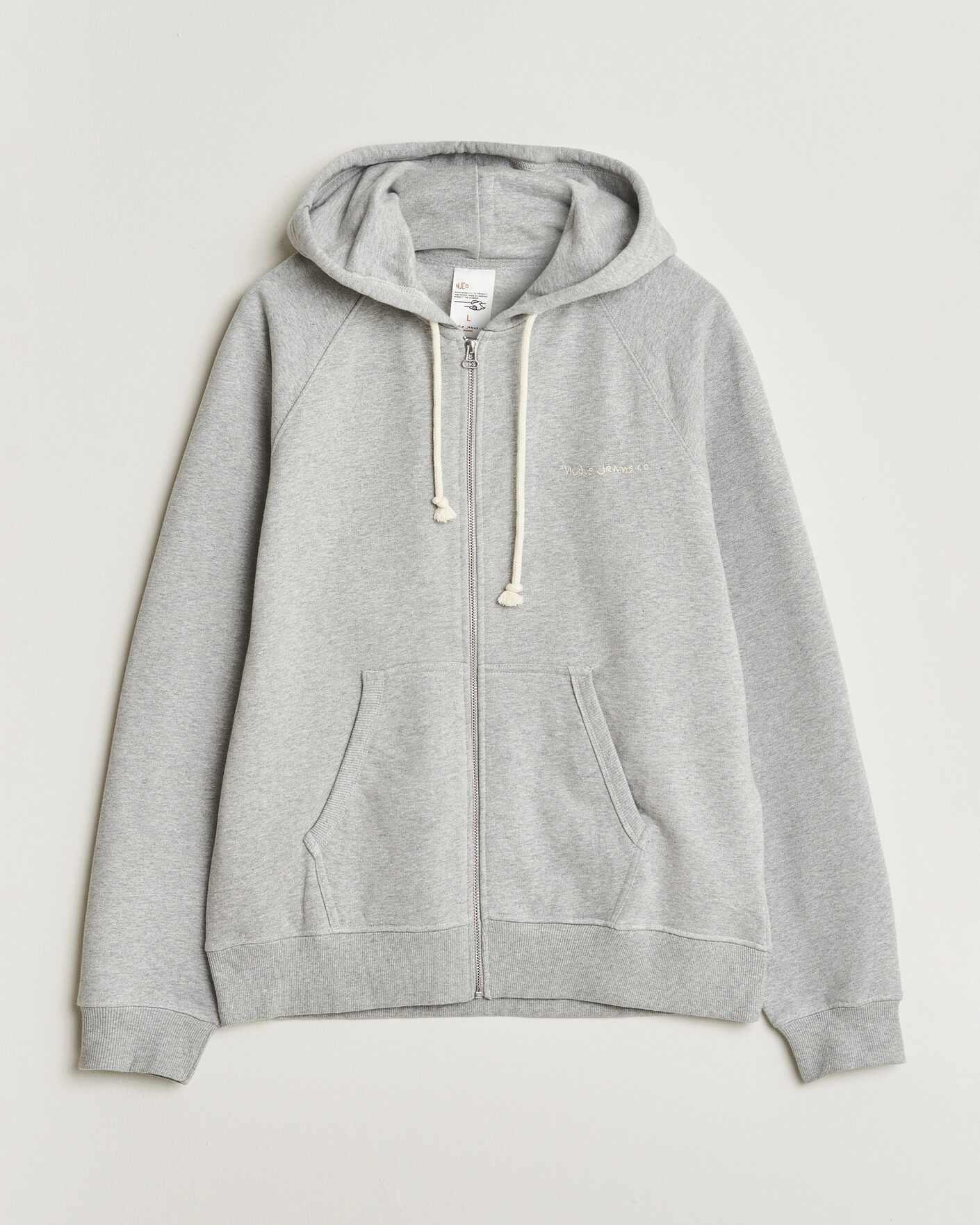 Uomini | Maglieria | Nudie Jeans | Gunde Logo Full Zip Hoodie Grey Melange