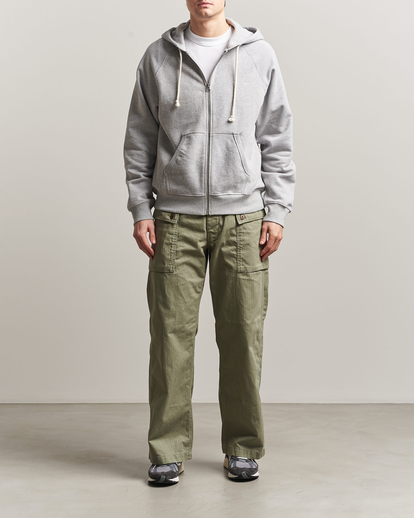 Uomini | Maglieria | Nudie Jeans | Gunde Logo Full Zip Hoodie Grey Melange