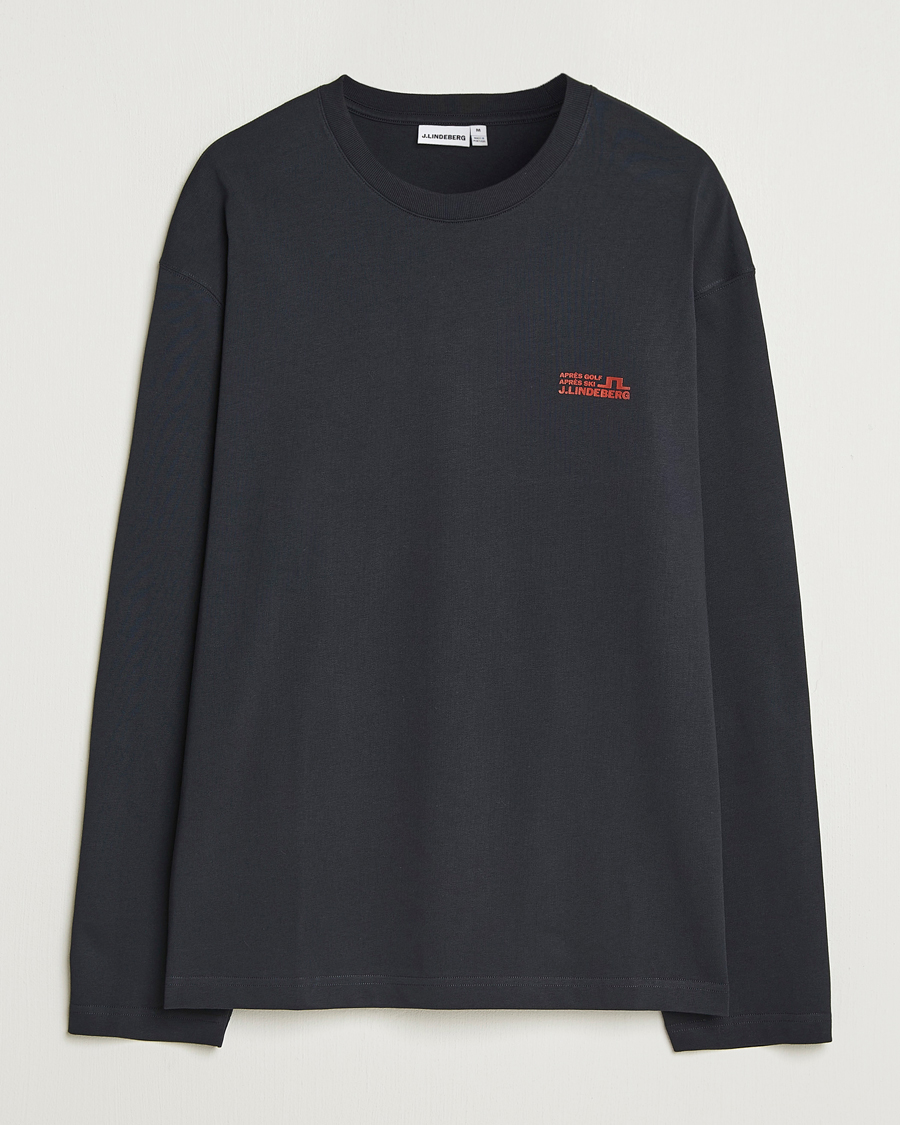 Uomini | T-shirt | J.Lindeberg | Walsh Printed Long Sleeve T-Shirt Black