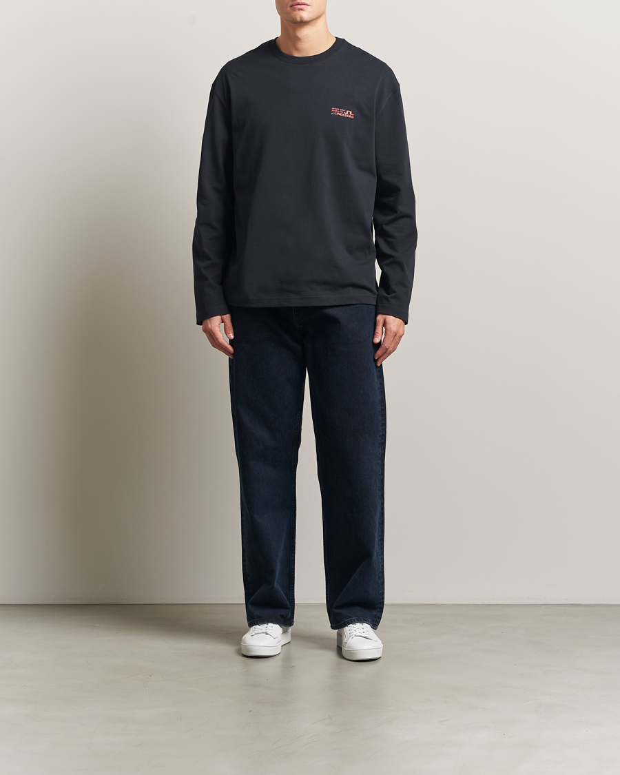 Uomini | T-shirt | J.Lindeberg | Walsh Printed Long Sleeve T-Shirt Black