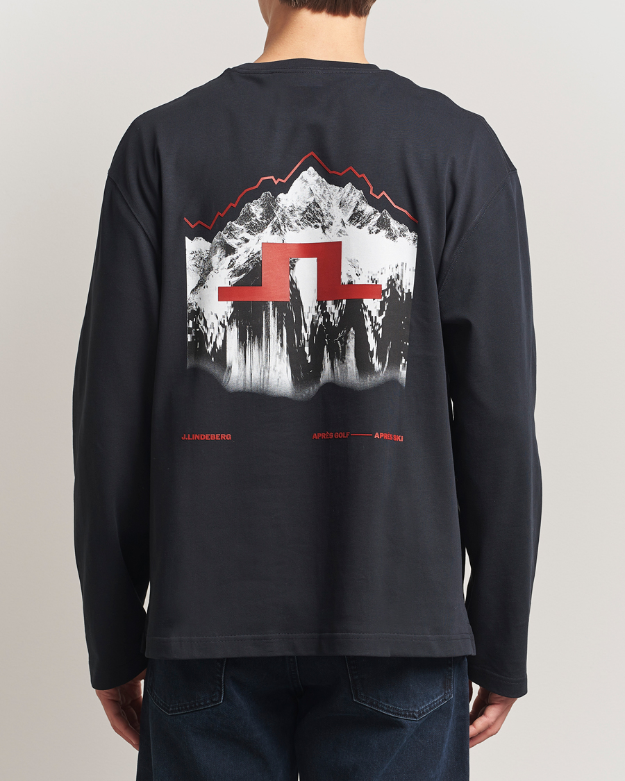 Uomini | T-shirt | J.Lindeberg | Walsh Printed Long Sleeve T-Shirt Black