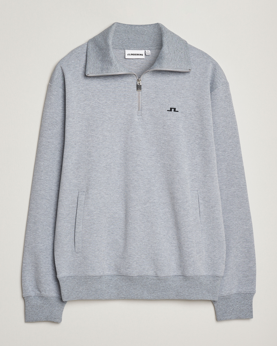 Uomini | Maglieria | J.Lindeberg | Callan Jersey Half Zip Medium Grey Melange
