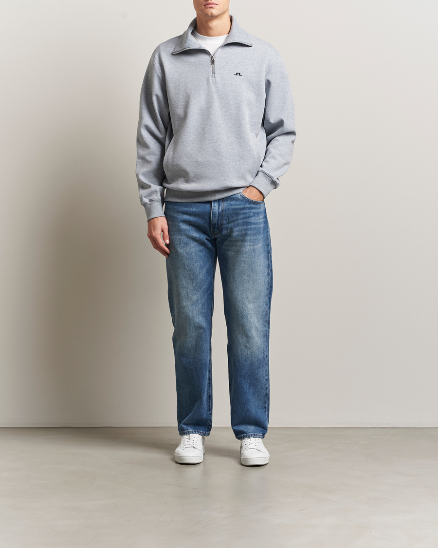 Uomini | Maglieria | J.Lindeberg | Callan Jersey Half Zip Medium Grey Melange