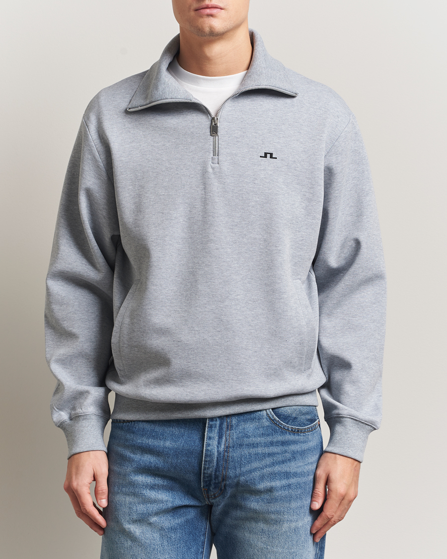 Uomini | Maglieria | J.Lindeberg | Callan Jersey Half Zip Medium Grey Melange