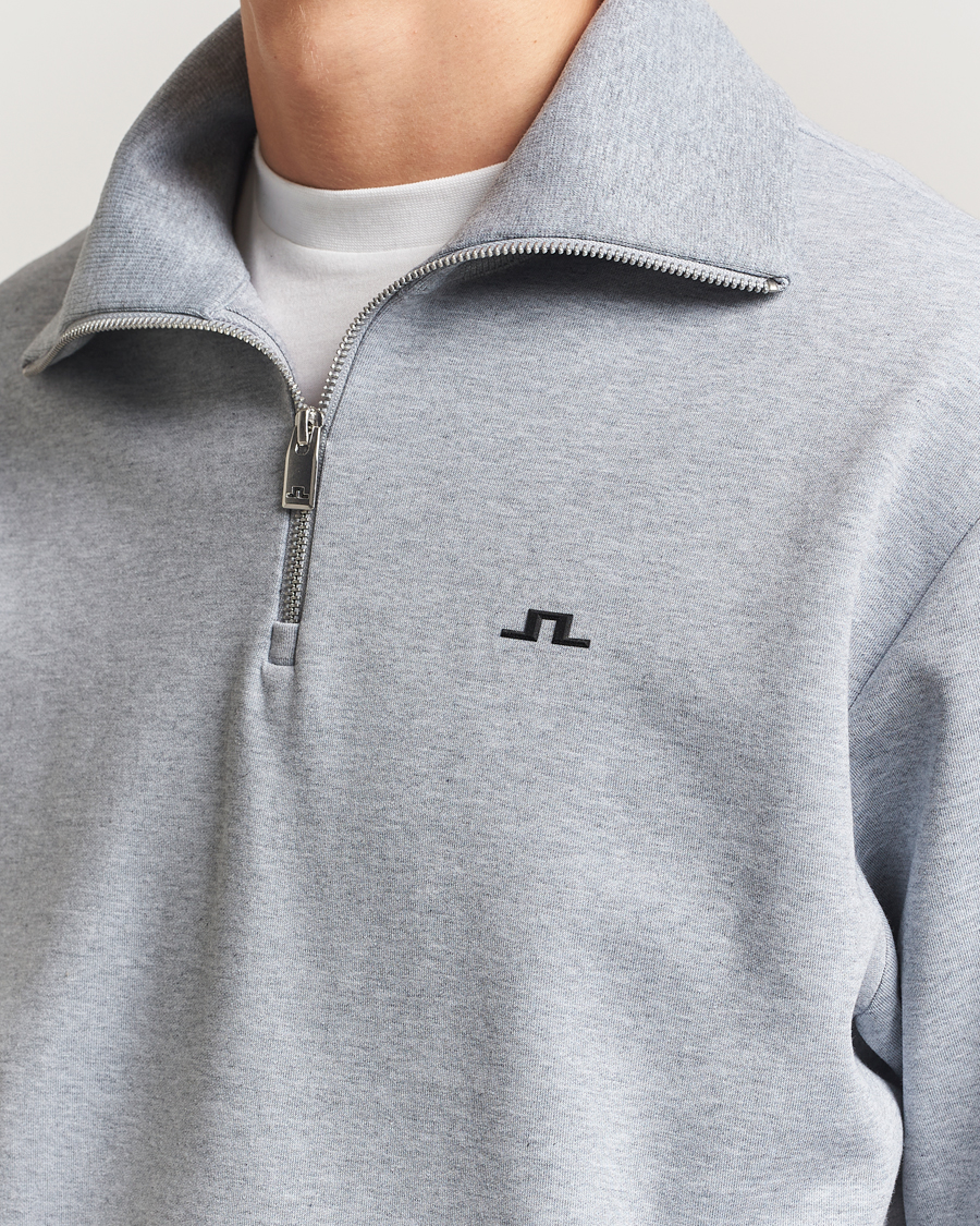 Uomini | Maglieria | J.Lindeberg | Callan Jersey Half Zip Medium Grey Melange