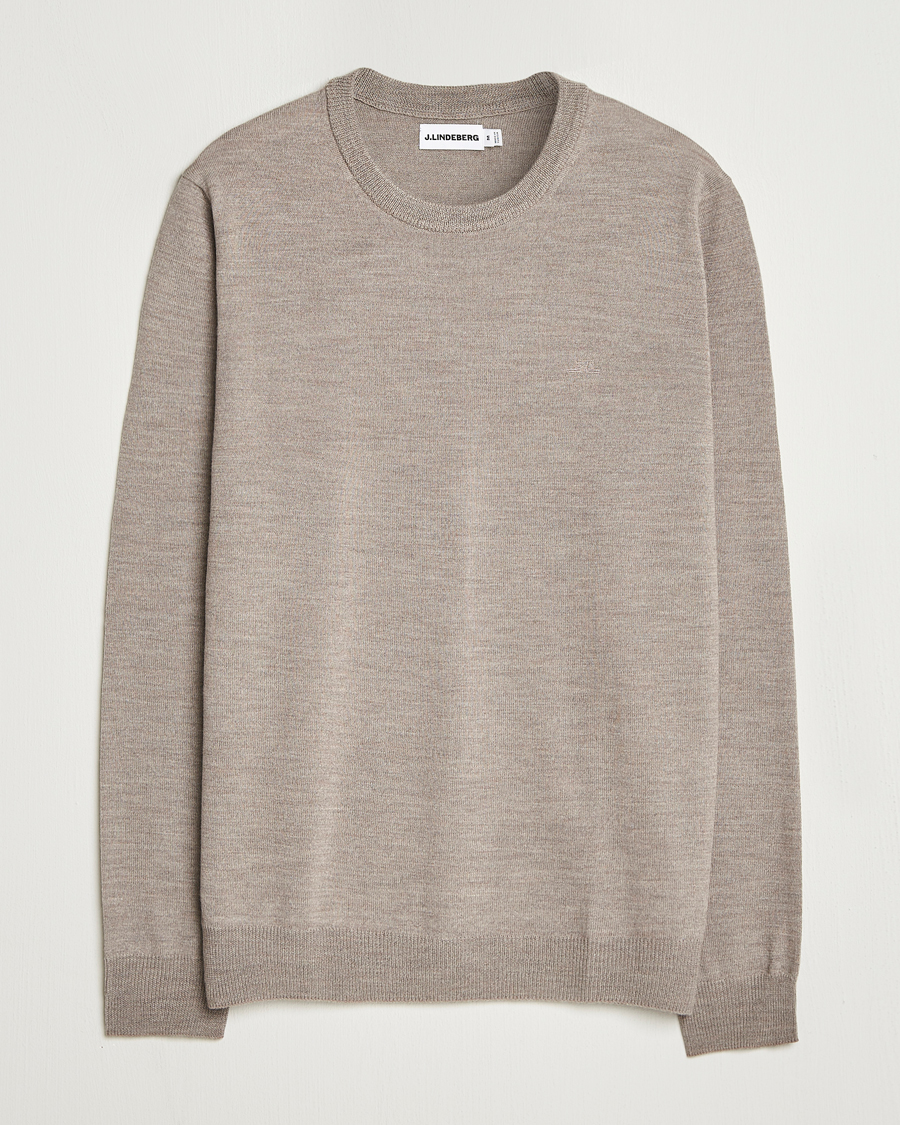 Uomini | Maglieria | J.Lindeberg | Keane Merino Crew Neck Brindle Melange