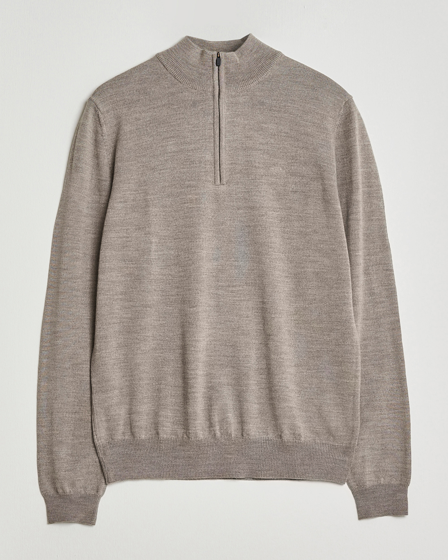 Uomini | Maglieria | J.Lindeberg | Kiyan Merino Half Zip Brindle Melange