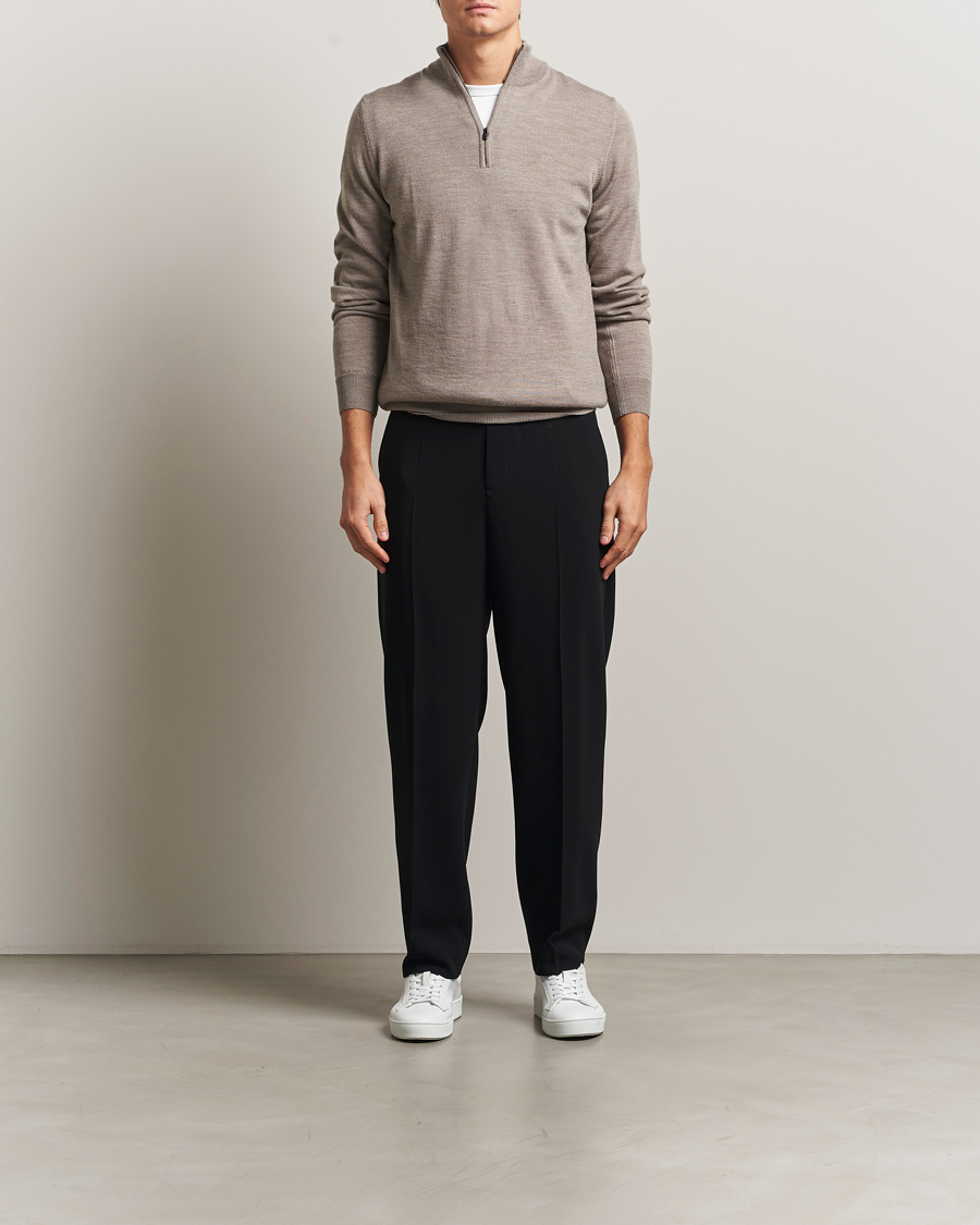 Uomini | Maglieria | J.Lindeberg | Kiyan Merino Half Zip Brindle Melange