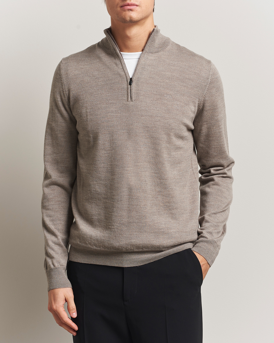 Uomini | Maglieria | J.Lindeberg | Kiyan Merino Half Zip Brindle Melange