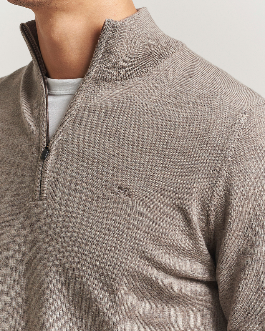 Uomini | Maglieria | J.Lindeberg | Kiyan Merino Half Zip Brindle Melange