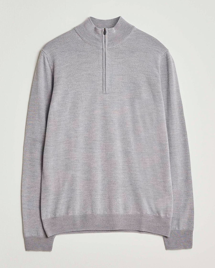 Uomini | Maglieria | J.Lindeberg | Kiyan Merino Half Zip Medium Grey Melange