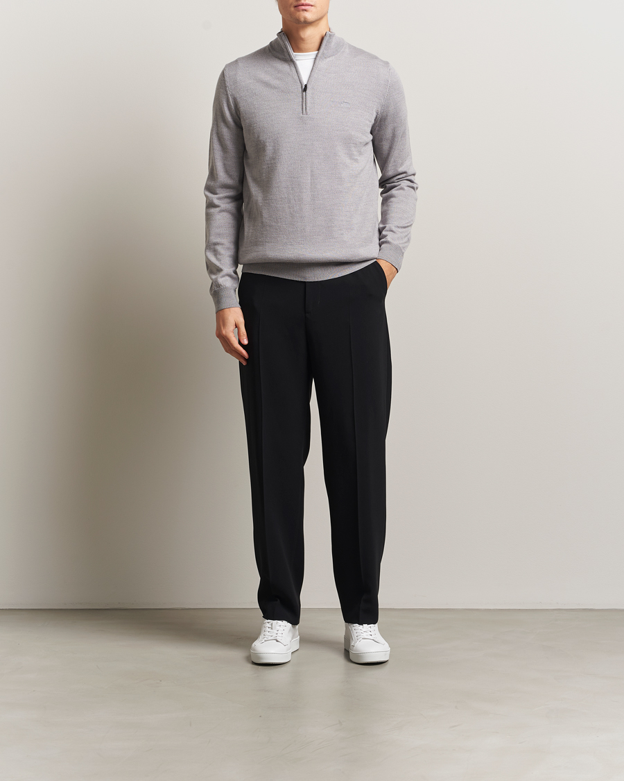 Uomini | Maglieria | J.Lindeberg | Kiyan Merino Half Zip Medium Grey Melange