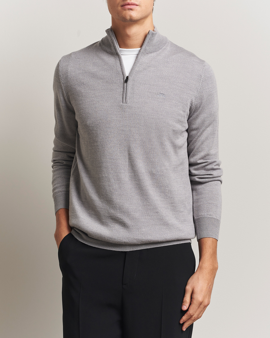 Uomini | Maglieria | J.Lindeberg | Kiyan Merino Half Zip Medium Grey Melange